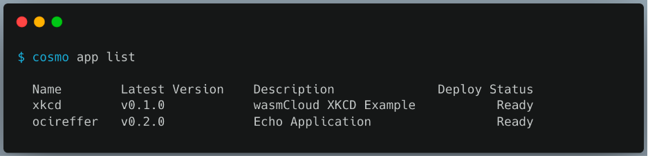 cosmo app terminal view