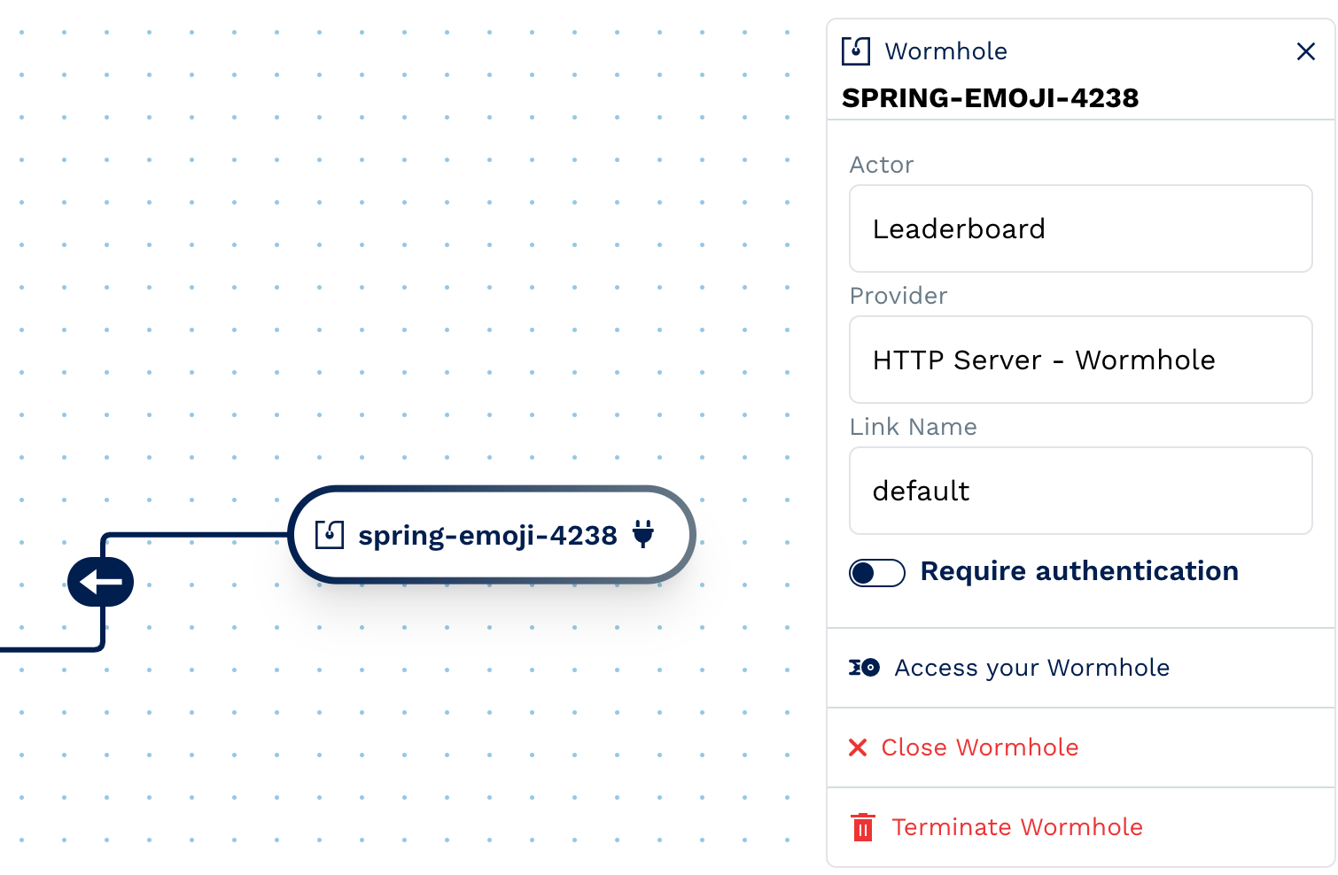 Screenshot showing Wormhole name