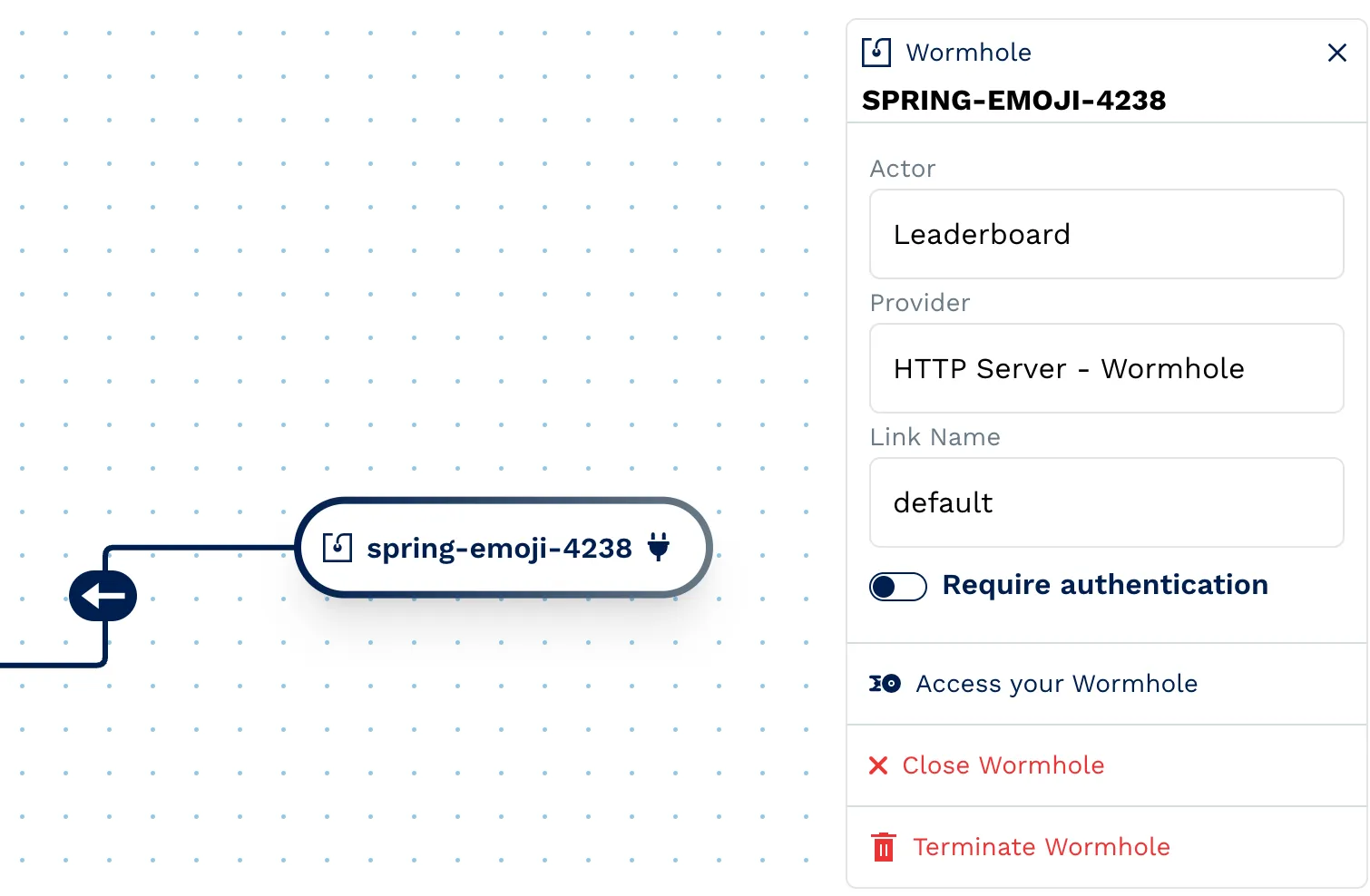Screenshot showing Wormhole name